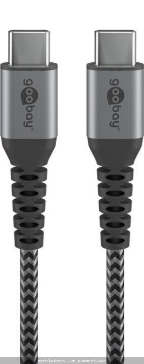 Goobay USB-C auf USB-C mit Metallsteckern, grau, 0,5m