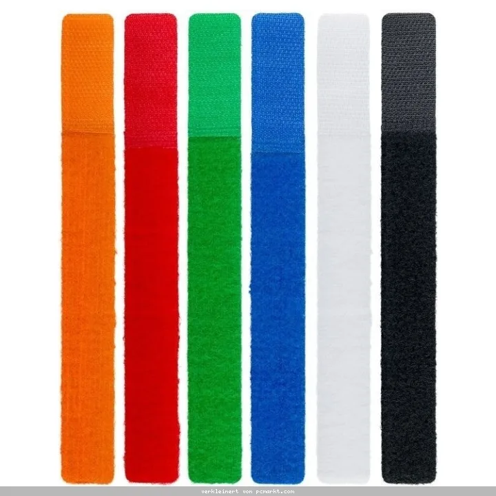Goobay Kabel Management Klettverschluss (17cm) - 6er-Pack, verschiedene Farben
