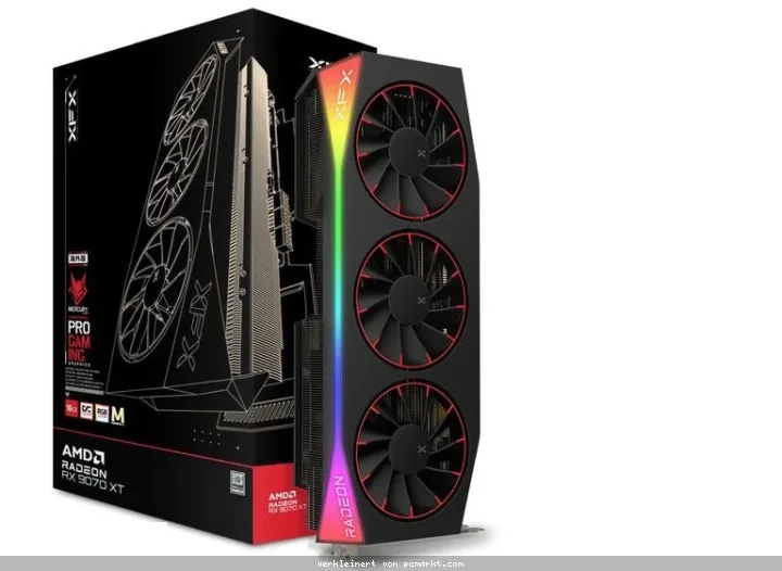 XFX Radeon RX 9070XT MERCURY Magnetic Air RGB Gaming 16GB OC - 16GB GDDR6, 1x HDMI, 3x DP