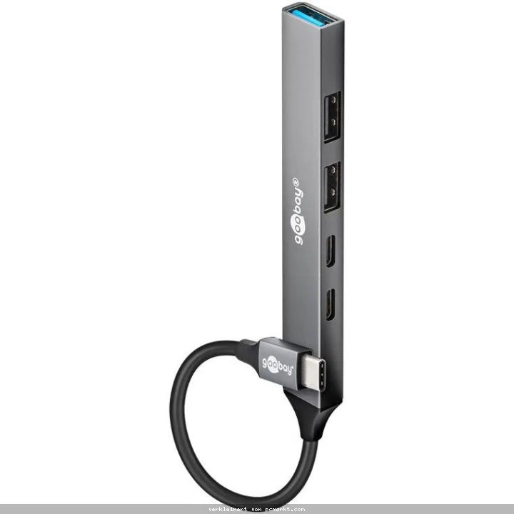 Goobay Slim 5-Port USB-Hub, USB-C™ auf USB-C™/USB-A, 5 Gbit/s
