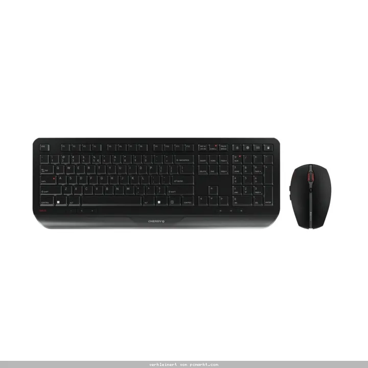 CHERRY Gentix Maus/Tastatur Desktop Set, US-Layout mit €-Symbol Kabellos (2,4 GHz Technologie), Aufstellfüße, Flache Bauhöhe, 6-Tasten Maus