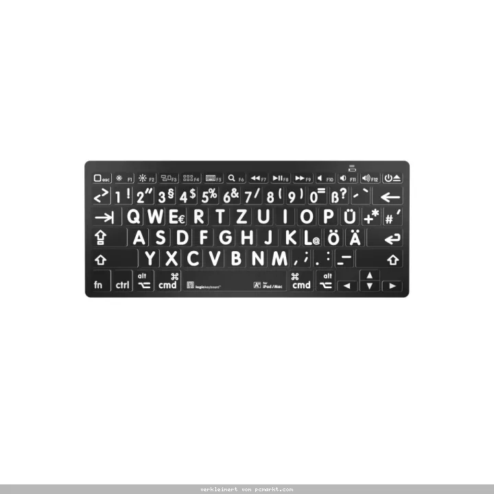 LogicKeyboard MAC Bluetooth Großdruck-Tastatur Weiß auf Schwarz, Mini Layout
