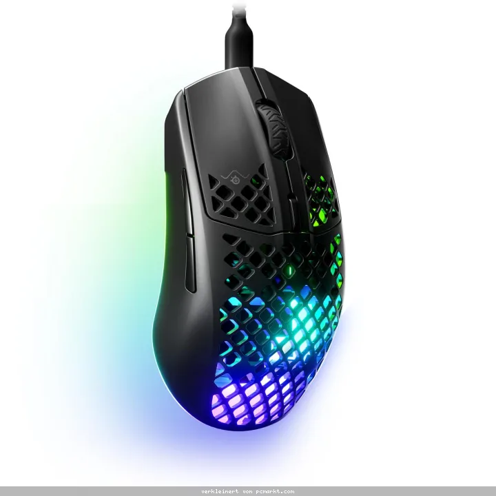 SteelSeries Aerox 3 Onyx Ultraleichte Gaming Maus (2022) - kabelgebunden, 8.500 CPI TrueMove Core optischer Sensor, Aquabarrier