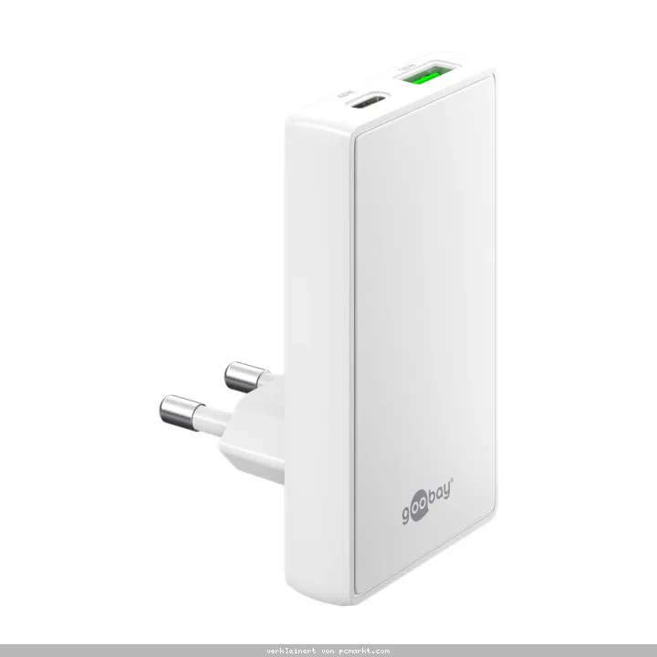 Goobay USB-C™ PD GaN Dual-Schnellladegerät 90° Flat (45 W) weiß