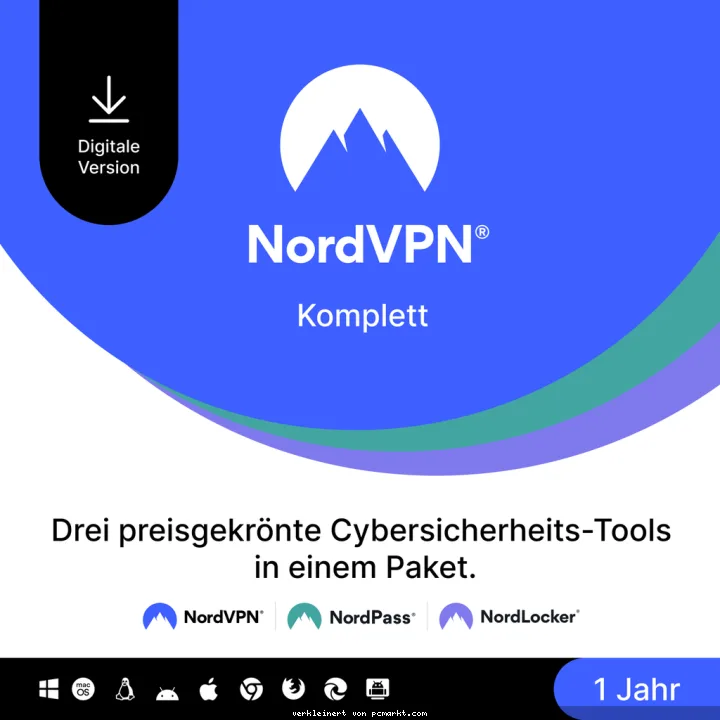 NordVPN Komplett – 1 Jahr Cybersicherheit VPN, PW, Cloud [1 Jahr]