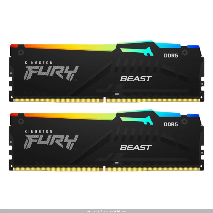 Kingston FURY Beast RGB Schwarz 32GB Kit (2x16GB) DDR5-6400 EXPO DIMM Arbeitsspeicher, CL32-39-39, 1.4V