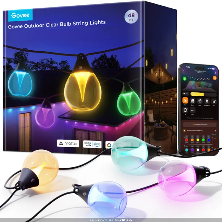 Govee - LED RGBICW Dimmbare Outdoor-Deko-Lichterkette - 16m Gesamtlänge