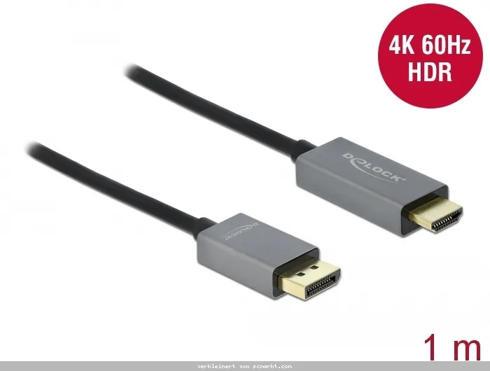 Delock Aktives DisplayPort 1.4 zu HDMI Kabel 4K, 60Hz (HDR), 1m