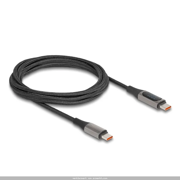 Delock USB 2.0 Kabel USB Type-C™ Stecker zu Stecker PD 3.0 100 W mit Leistungsanzeige 2 m