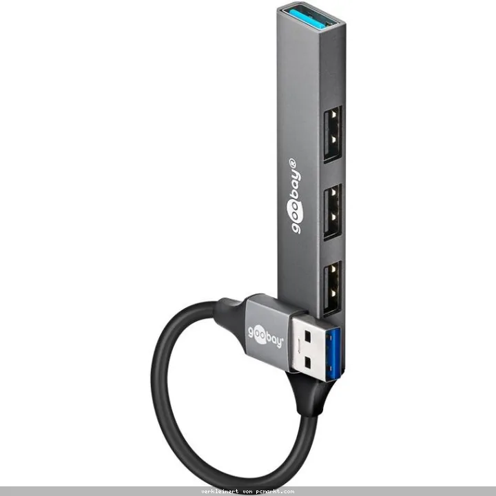 Goobay Slim 4-Port USB-Hub, USB-A auf USB-A, 5 Gbit/s