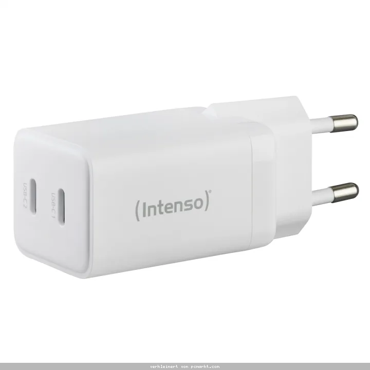 Intenso Netzteil Power Adapter W40CC GaN, Anschluss: 2x USB-C Output: max. 40 Watt, GaN-Technologie, Weiß
