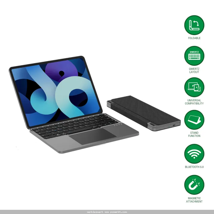 4Smarts Universal Wireless Tastatur Foldable QWERTZ, silber