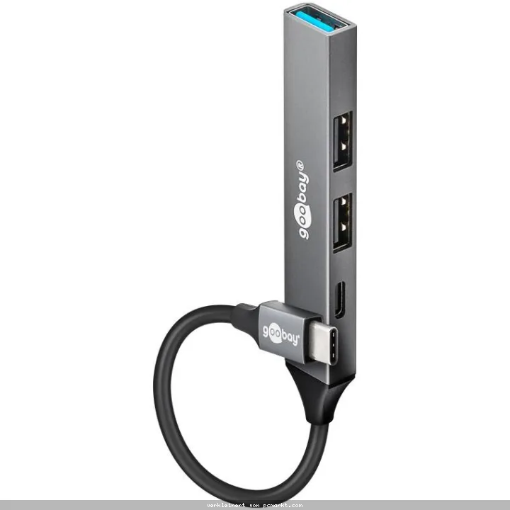 Goobay Slim 4-Port USB-Hub, USB-C™ auf USB-C™/USB-A, 5 Gbit/s