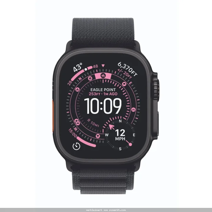 Apple Watch Ultra 3 Cellular 49mm Schwarz Titan Gehäuse mit Schwarz Alpine Loop - Small