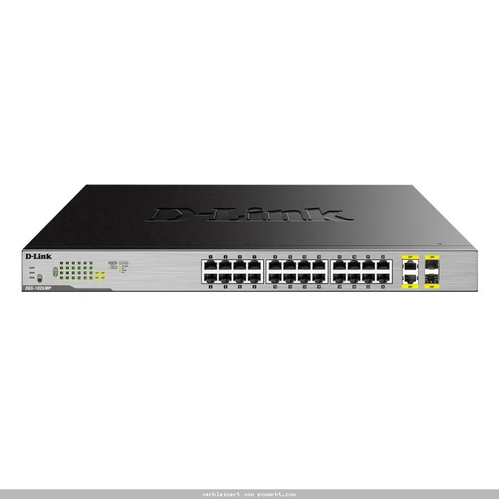 D-Link Gigabit 26-Port PoE+ Switch (DGS-1026MP) [24x Gigabit Port, 2x Gigabit Combo Uplink-Port, 370 W PoE Kapazität]