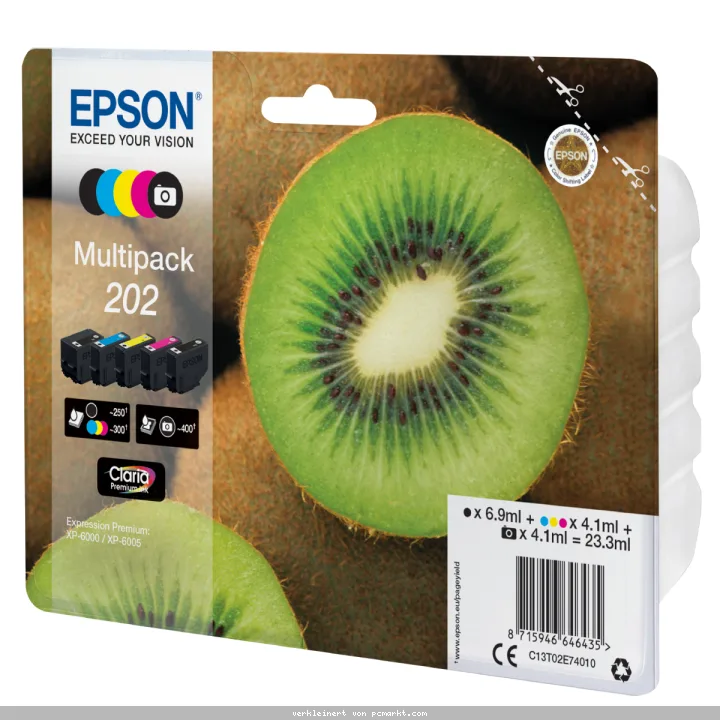 Epson 202 Tintenpatronen 5er-Pack 5x Farben Claria Premium Ink Kompatibilität: XP-6000 // XP-6005 // XP-6100 // XP-6105 | 5x Tintenpatronen: Schwarz,