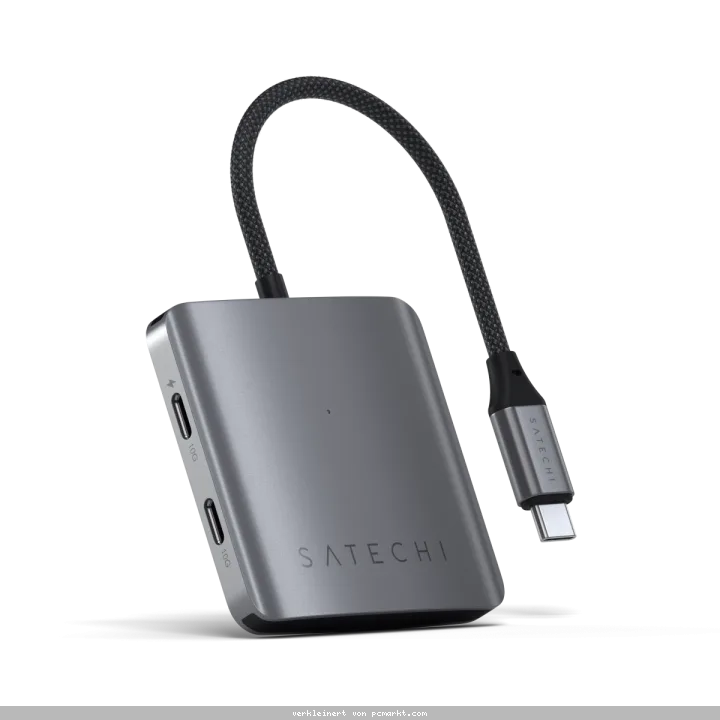 Satechi USB-C PD 4-Port Hub Aluminiumgehäuse, USB-C PD Anschluss zum Laden mit bis zu 100 Watt, 3x USB-C 3.2 Gen 2 Anschlüsse mit bis zu 10 Gbit/s