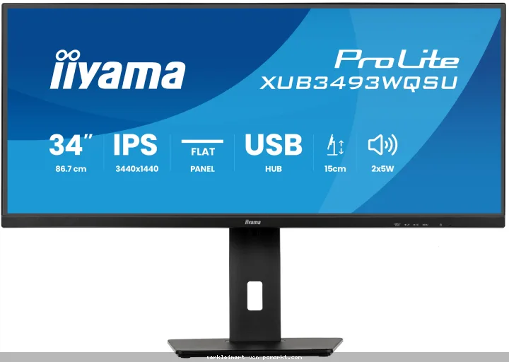 Iiyama ProLite XUB3493WQSU-B6 Business Monitor - Pivot, USB-Hub