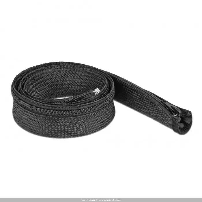 Delock Geflechtschlauch mit Reißverschluss hitzebeständig 1 m x 30 mm schwarz