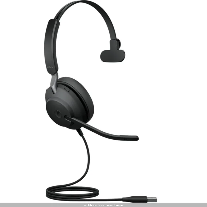 Jabra Evolve2 40 SE, Einseitiges Headset, Kabelgebunden USB-A-Anschluss, 3 Mikrofone, Geräuschisolierendes Design, MS Teams zertifiziert