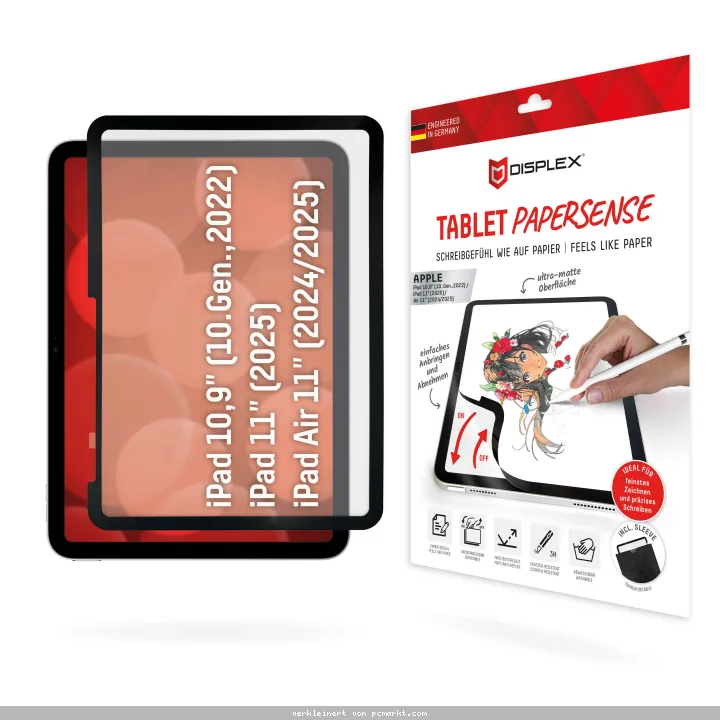 DISPLEX PAPERSENSE für iPad 10,9''/11", iPad Air 11" wieder ablösbare Schreib- und Zeichenfolie mit Paper Feeling für ein Schreibgefühl wie auf Papier
