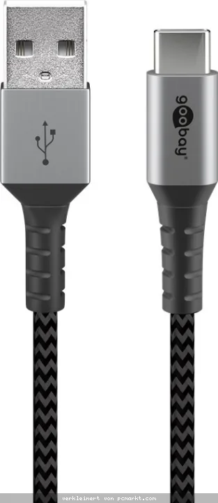 Goobay USB-C auf USB-A mit Metallsteckern, grau, 1m