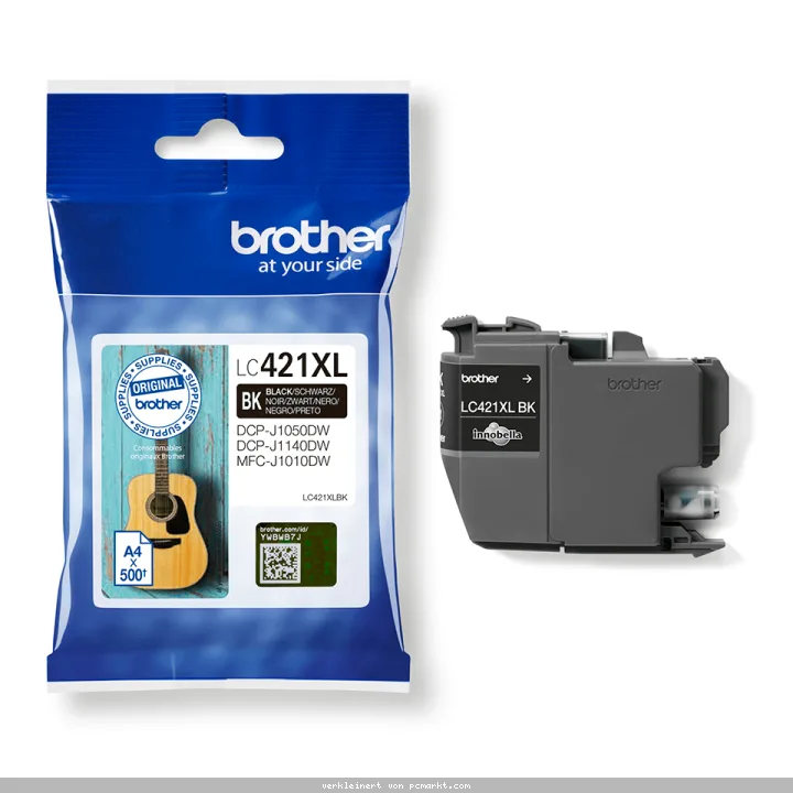 Brother LC-421XLBK Tintenpatrone Schwarz für 500 Seiten Kompatibilität: DCP-J1050DW // DCP-J1140DW // DCP-J1800DW // MFC-J1010DW