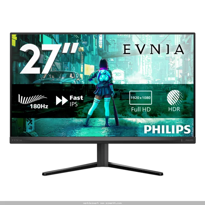 Philips Evnia 27M2N3200S 27 Zoll FHD Monitor, 180 Hz, 1 ms, FreeSync Prem., G-Sync comp., HDR10 (1920x1080, DisplayPort, HDMI) schwarz/grau