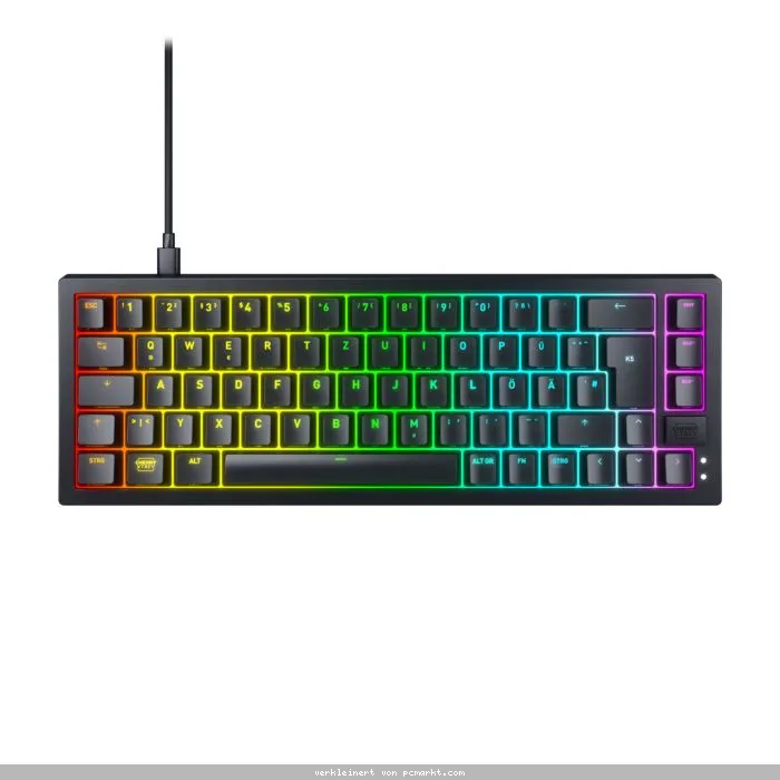 CHERRY XTRFY K5V2 Mechanische Gaming-Tastatur im 65 %-Format Kabelgebunden, DE-Layout, CHERRY MX2A Red-Switches, LED-Strip-Technologie