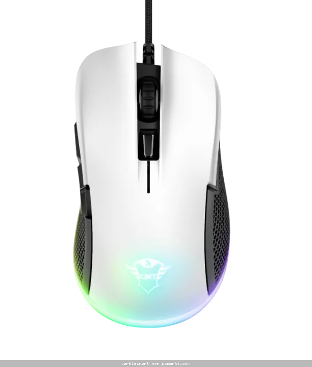 Trust Gaming GXT 922 YBAR Gaming Maus - 7200dpi, RGB-Beleuchtung, 6 Tasten, geflochtenes Kabel (2.1m), weiß