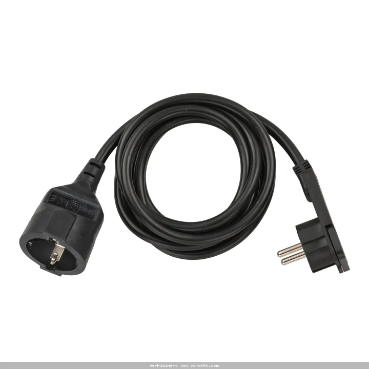 Brennenstuhl Verl.-Kabel 2m H05VV-F3G1,5 sw. mit Kischu u. Flachstecker