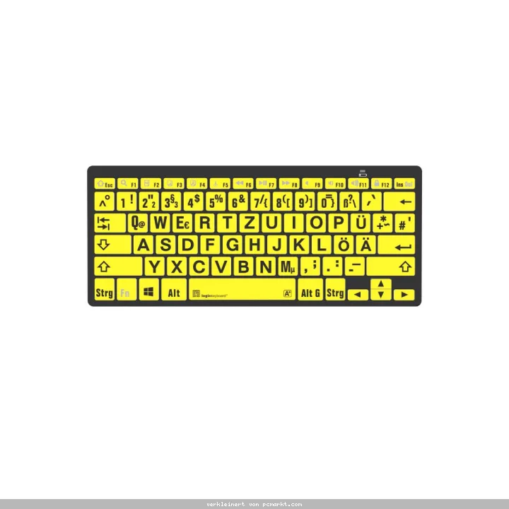LogicKeyboard PC Bluetooth Großdruck-Tastatur Schwarz auf Gelb, Mini Layout