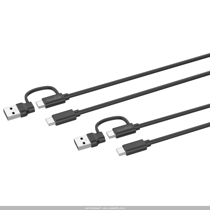 Speedlink STREAM Play & Charge USB-C/A auf USB-C Kabel Set, schwarz