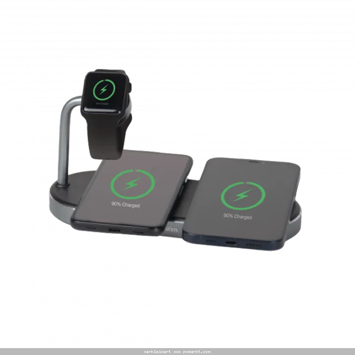 VERBATIM WCS-03 Aluminium 3-in-1 Qi MFi Dual Wireless Ladepad für Apple Watch + 2 iPhones