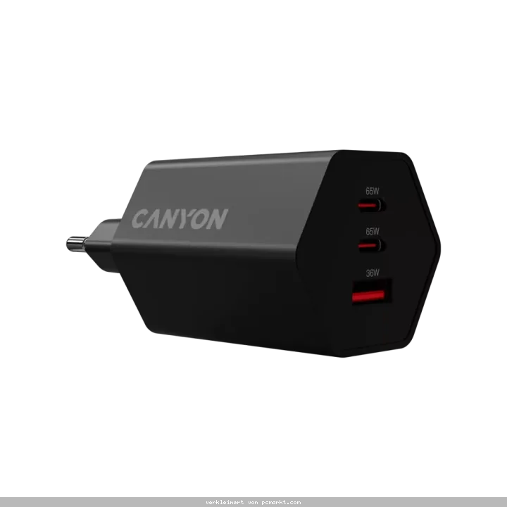 CANYON Charger HEXAGON 65 GaN 65W 2xPD 1xQC EU Black