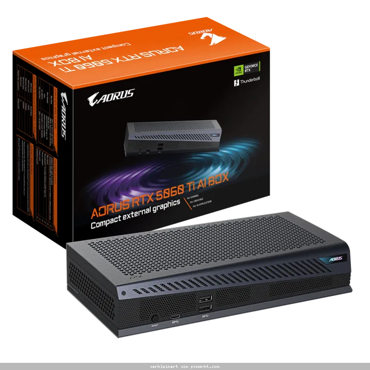 GIGABYTE AORUS RTX 5060 Ti AI BOX - 16GB GDDR7, 1x Thunderbolt 5, 1x HDMI, 3x DP
