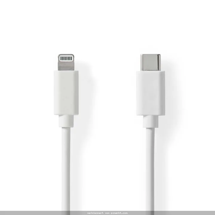 Nedis Lightning Kabel- USB 2.0 | Apple Lightning 8-Pin | USB-C™ Stecker | 480 Mbps | Vernickelt | 1.00 m | Rund | PVC | Weiss | Label
