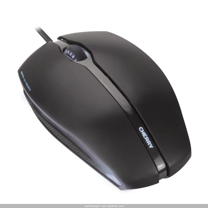 CHERRY GENTIX kabelgebundene optische Maus (beleuchtet) Schwarz USB, 3 Tasten, Seitenflächen aus Gummi, 1000 dpi-Auflösung