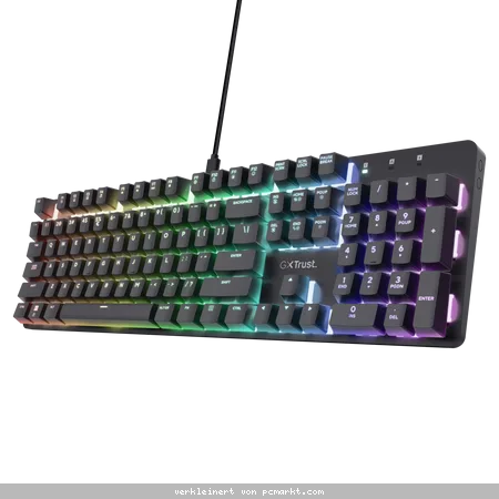 Trust GXT871 Zora Mechanische Gaming Tastatur Mechanische-Gaming-Tastatur in Originalgröße mit kompletter RGB-Beleuchtung