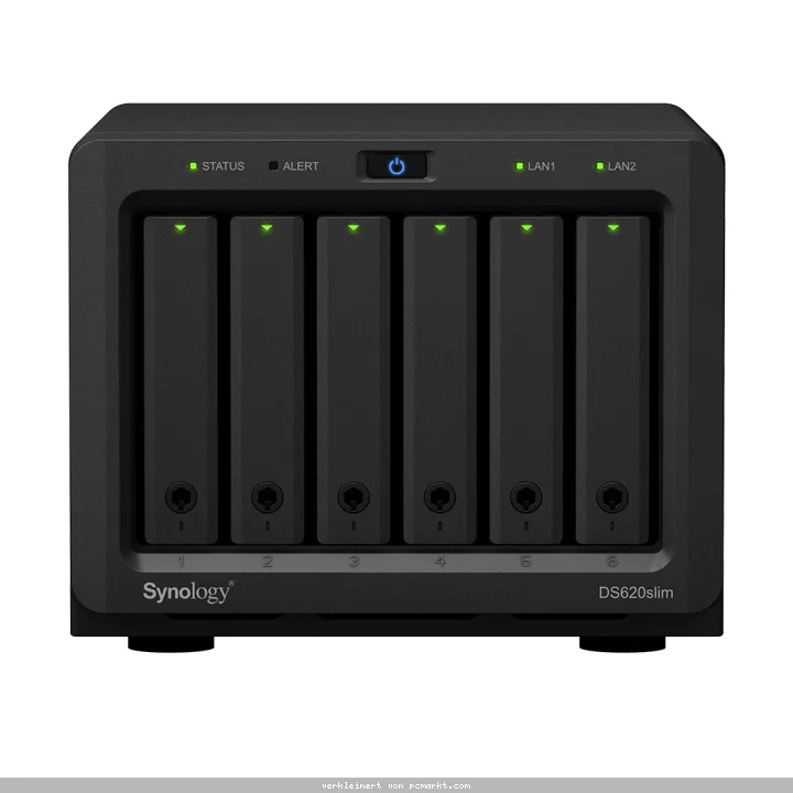 Synology DiskStation DS620slim 6-Bay NAS [2,5" SATA HDD/SSD, 2x Gigabit LAN, 2x USB 3.0, 2GB RAM]
