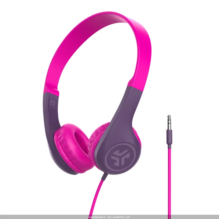 Jlab JBuddies Pop Wired Headphones Pink On-Ear-Kinderkopfhörer, Lautstärkebegrenzung von 85 dB, Für Kinder im Alter von 2-6 Jahren