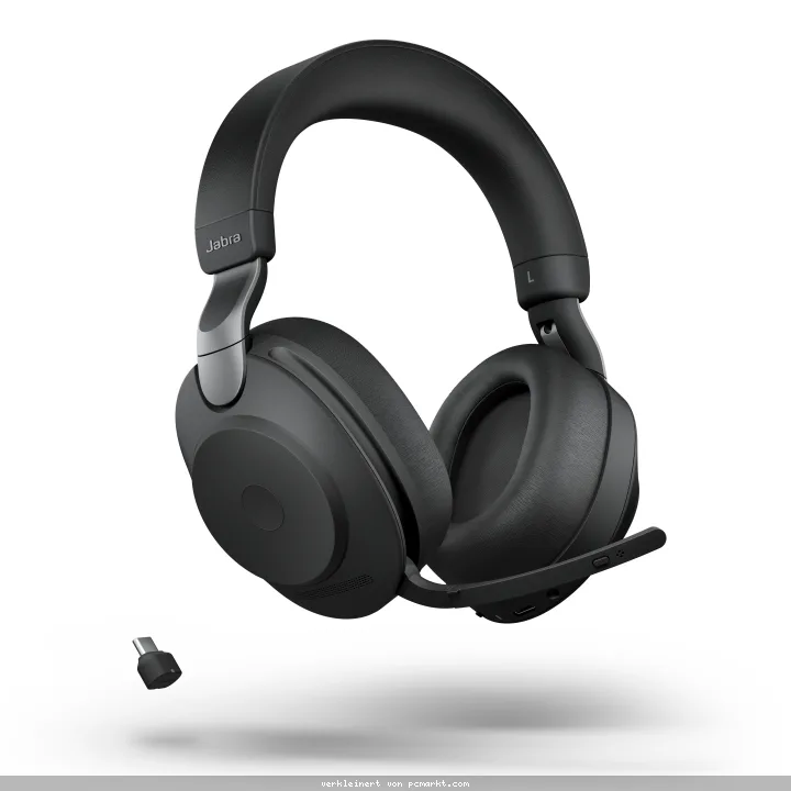 Jabra Evolve2 85 ANC kabelloses Bluetooth Headset inkl. Link 380 USB-C, schwarz, optimiert für UC