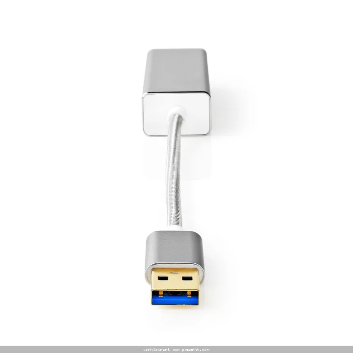 Nedis USB-Adapter | USB 3.2 Gen 1 | USB-A Stecker | RJ45 Buchse 1 Gbps | 0.20 m | rund | Vergoldet | Geflochten / Nylon | Silber | Verpackung mit Sich