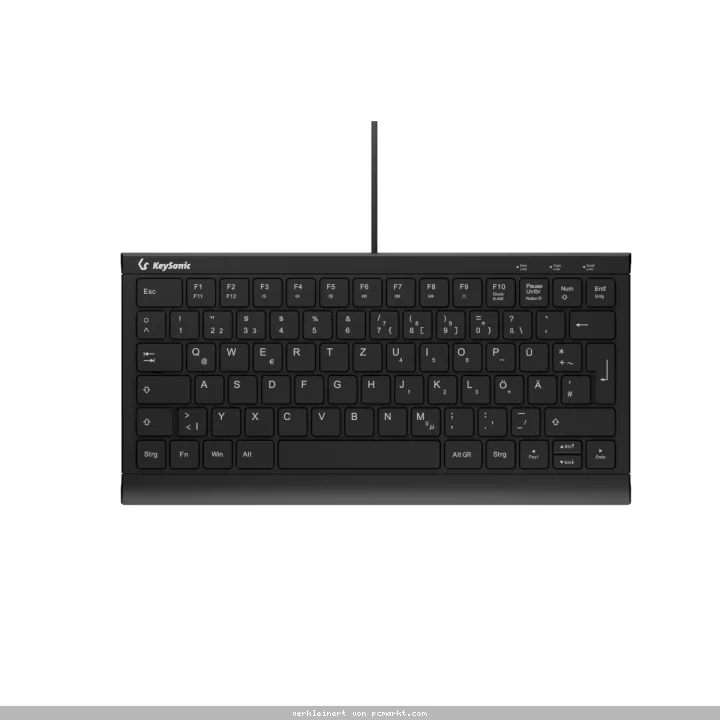 Keysonic KSK-5011ELC Super-Mini Tastatur, Kabelgebunden Hintergrundbeleuchtung, integrierter Nummernblock, Combo, USB-Anschluss
