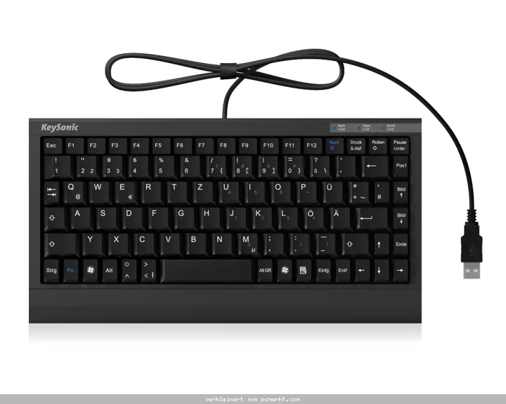 Keysonic ACK-595C+ Mini-Tastatur, Kabelgebunden SoftSkin, PS/2-USB-Combo-Anschluss, DE-Layout