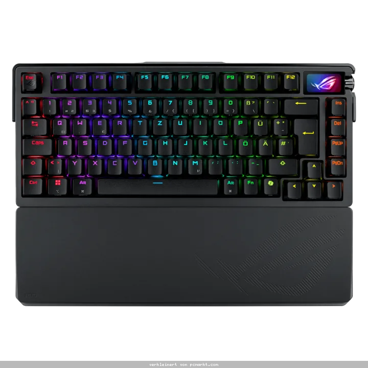 ASUS ROG Azoth Extreme RGB Gaming Tastatur mit 75% Layout - kabellose RGB Gaming Tastatur im Layout 75% mit Bluetooth und einem OLED Display zum ables