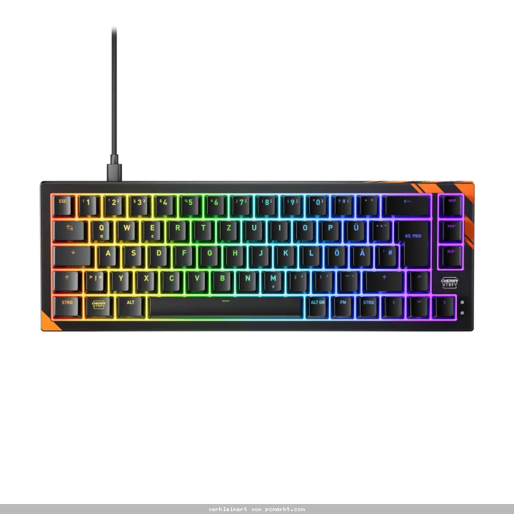 Cherry Xtrfy Tastatur K5 Pro TMR Compact, Kabelgebunden, schwarz 65%-Design, Hot-swappable CHERRY MK Crystal Magnet-Schalter, Strip-LED-ARGB-Beleuchtu