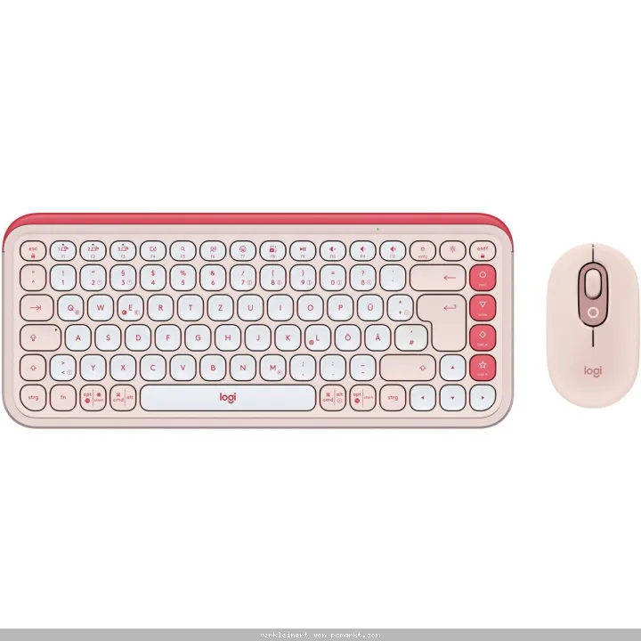 Logitech Pop Icon Combo Tastatur mit Maus, Rosa und Offwhite