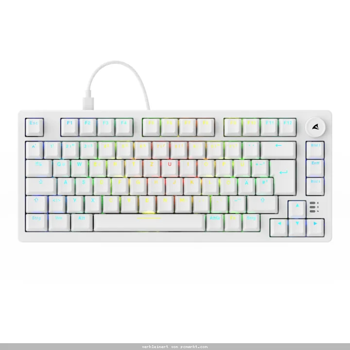 Sharkoon SKILLER SGK25 - 75% Layout, Hot-Swap Huano Red Switches (geschmiert), RGB-Beleuchtung, QWERTZ-Layout, weiß