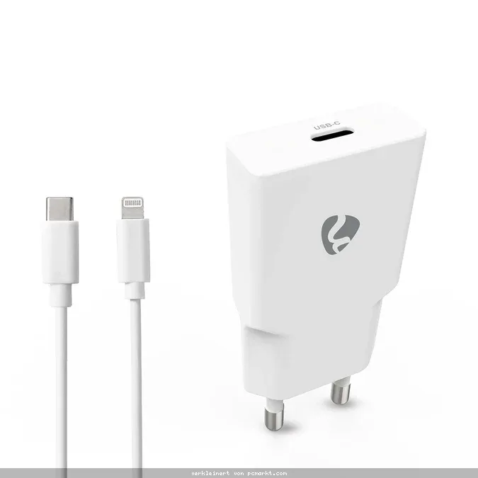 Nedis Netzladegerät 20W - GaN - PD3.0 Anzahl der Ausgänge: 1, USB-C, Lightning 8-Pin (Lose) Kabel